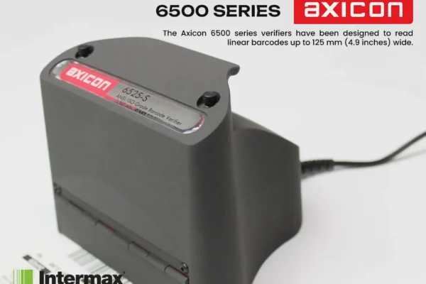 The Axicon 6500 Series barcode verifier is aimed at verifying small to medium size linear barcodes, (max 125 mm), used in general distribution of retail products (EAN-13, EAN-8, UPC-A and UPC-E, GS1 Databar, GS1-128, ITF-14 (max 95% magnification). Aperture automatically switchable between 5, 6,10 and 20 mil. Scan width 125mm (including light margin). Wavelength of light 660 nm. Weight: 180g. Size: 145 x 113 x 128 mm. USB or RS232 (optional).
