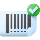 Barcode icon with green checkmark indicating successful scan or barcode verification