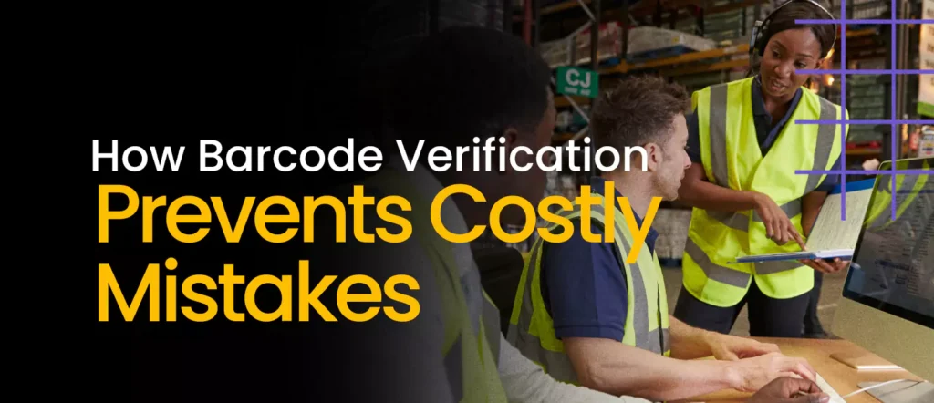 Warehouse team discussing barcode verification to prevent costly mistakes, emphasizing collaboration and accuracy