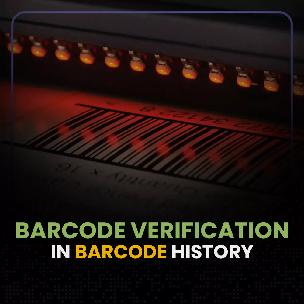 Barcode illuminated by red scanner light, symbolizing barcode verification.