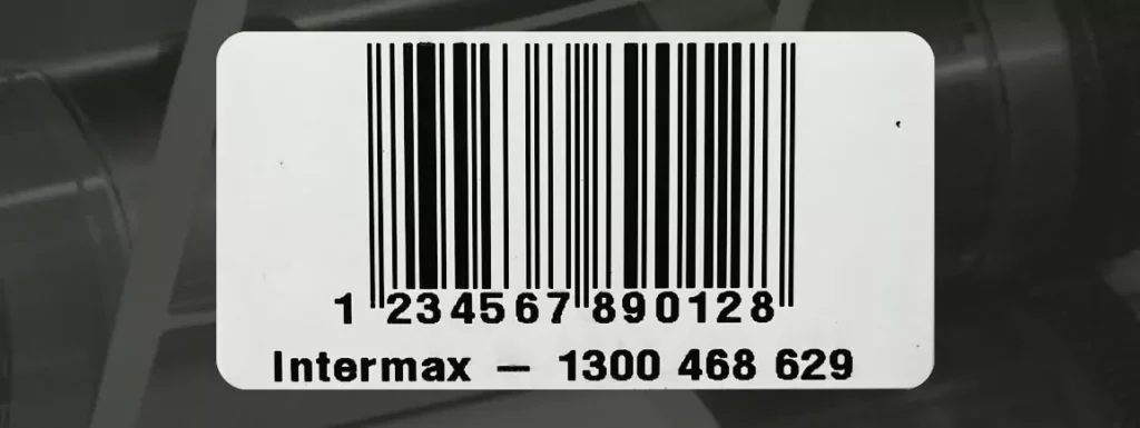 Close-up of a barcode label illustrating the importance of proper barcode sizing for scanning accuracy.