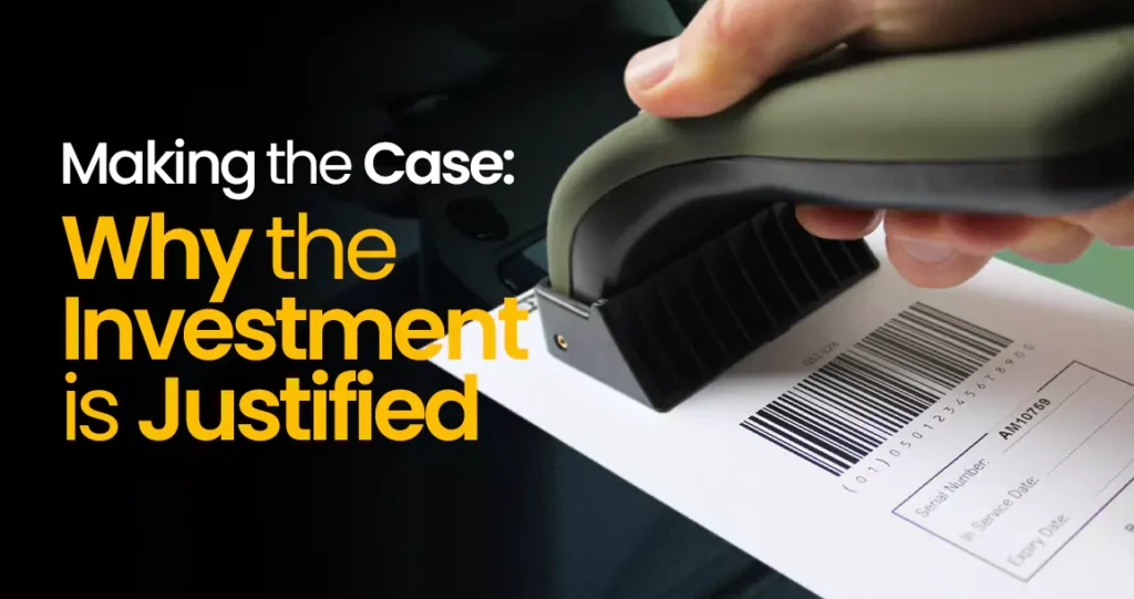 Axicon barcode verifier scanning a label for verification and compliance, ensuring quality and accuracy.