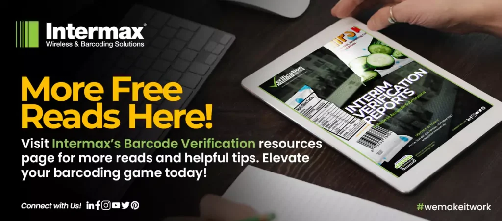 Intermax’s Barcode Verification resources page featuring free barcode verification reports and insights.