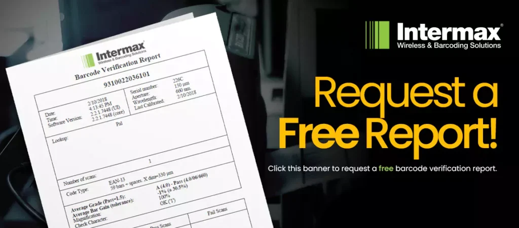 Intermax Barcode Verification Report offering a free barcode quality check for businesses.