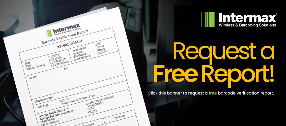 Intermax Barcode Verification Report offering a free barcode quality check for businesses.