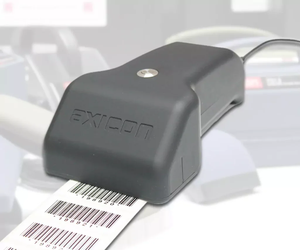Axicon 6100-S barcode verifier checking barcode alignment for verification reporting.