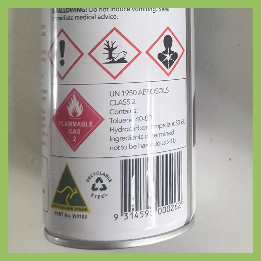 Vertical barcode in picket fence orientation on an aerosol can, showing GS1-compliant placement for better scan accuracy.