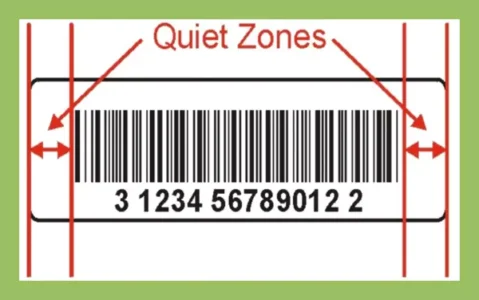 Barcode diagram showing mandatory quiet zones on either side for accurate scanning